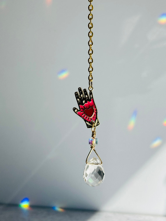 mini kissing hand sun catcher