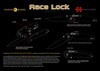 Diagram showing the internal mechanism of the Soter™ folding knife with patented RACELOCK™ technology for enhanced locking strength and safety.