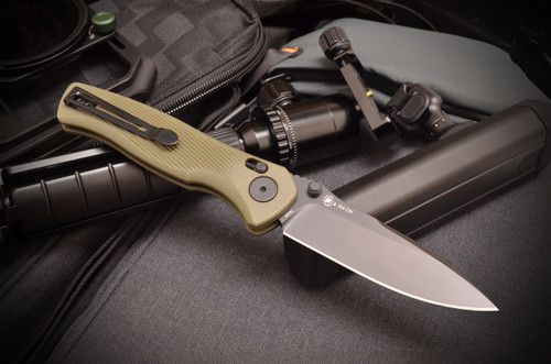 ELEOS Cross Bar Lock - Black Blade w/ OD Green Handle