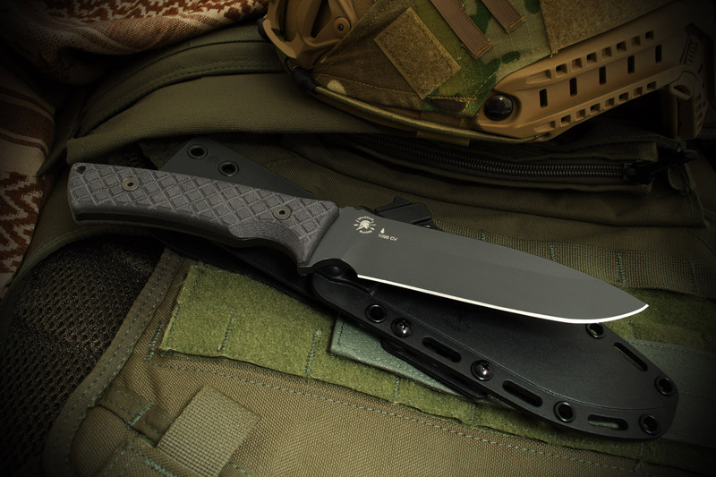 Damascus Fixed Blade knife in 1095 COO-VAN with Black Micarta Scales