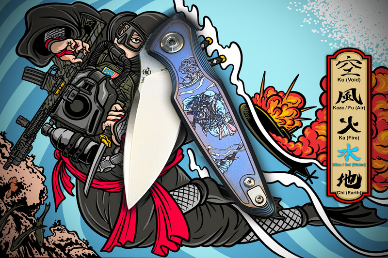 Spartan Ronin WATER folding knife shown partially open highlighting smooth IKBS flipper action and precision titanium frame construction