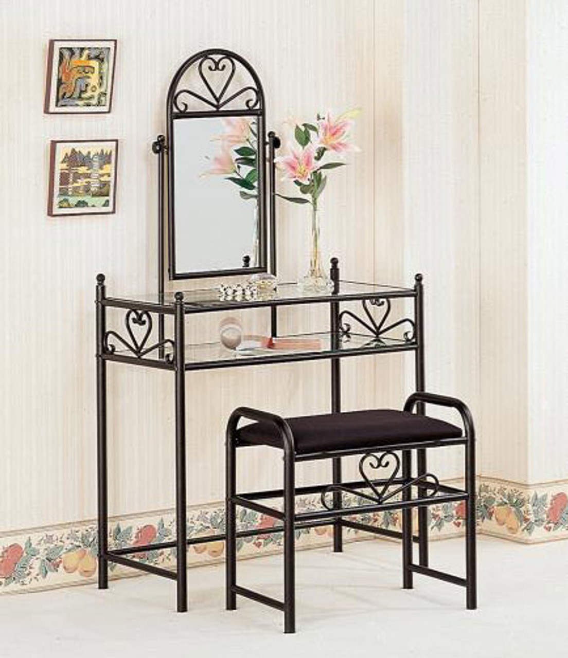 DAS Wall Mount Makeup Vanity Dresser Dressing Mirror/Glass/Table and  Multipurpose Rack Shelves with Elegant Double Stainless Steel Hooks  (Wenge)- Evelyn : Amazon.in: Home & Kitchen