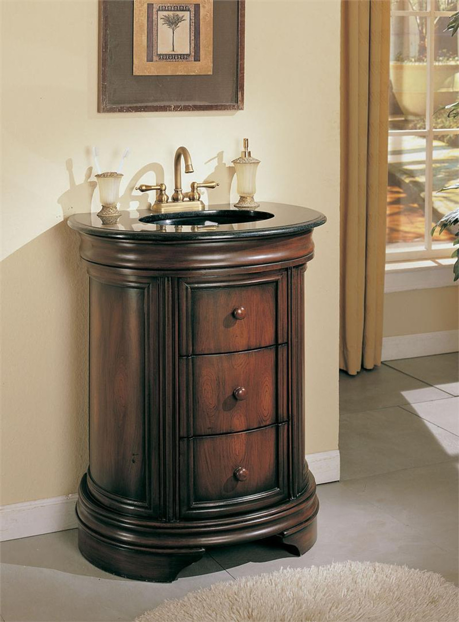 28 Tayside Walnut Single Sink Vanity Cabinet W Granite Top