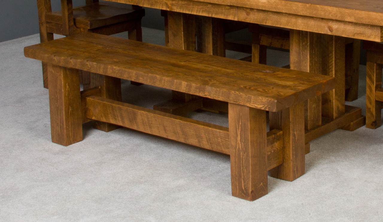 5 Barnwood Rustic Honey Pine Bench