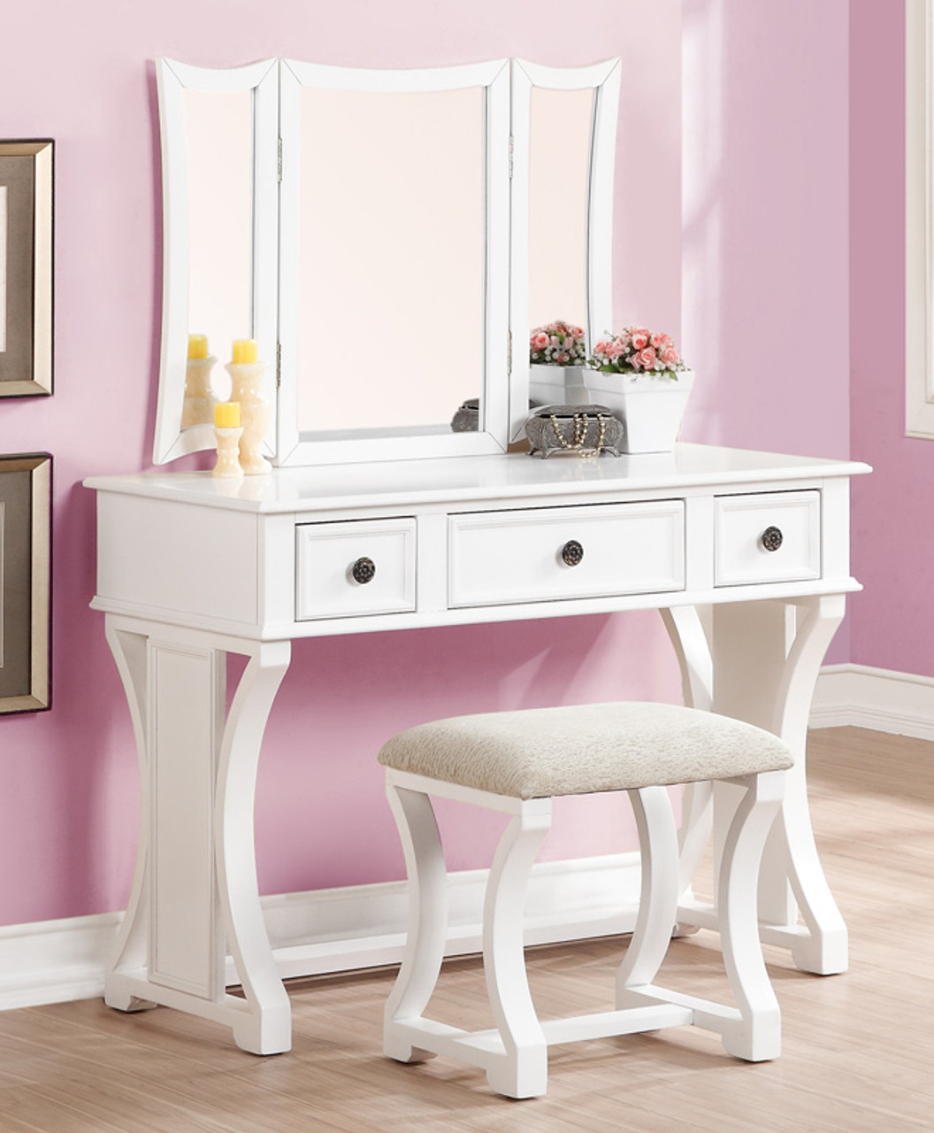 white desk mirror