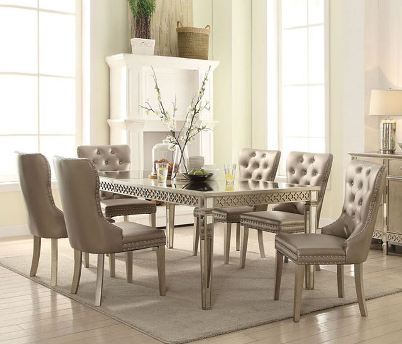 champagne color dining chairs