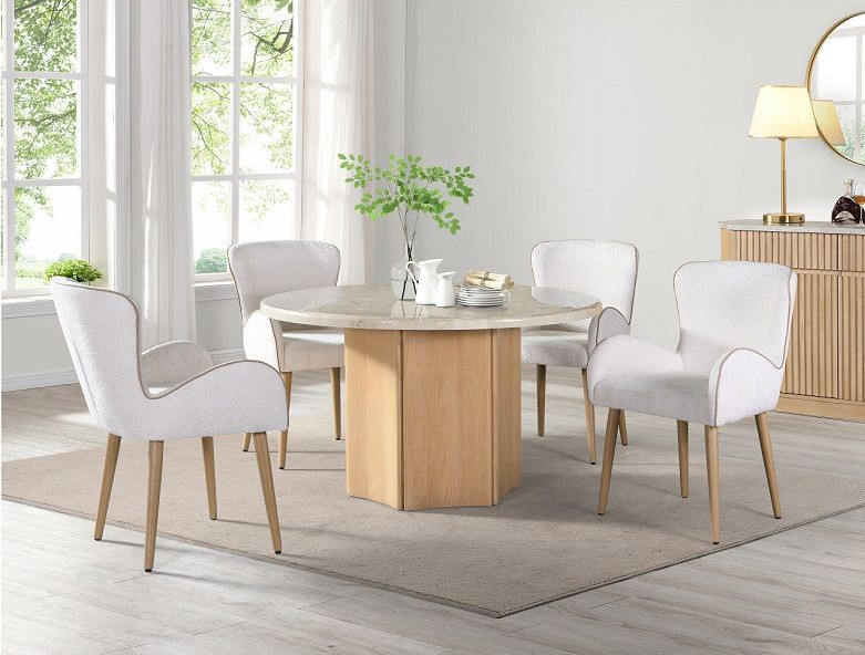 52" Round Marble Top Dining Table w/ Four Chairs