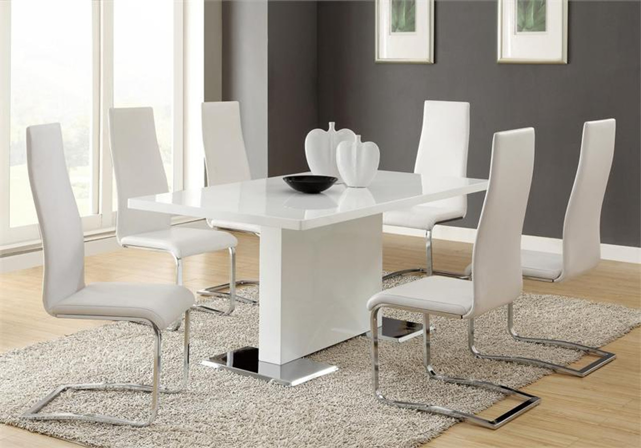 63" Inga Modern Dining Table w/ White Chairs