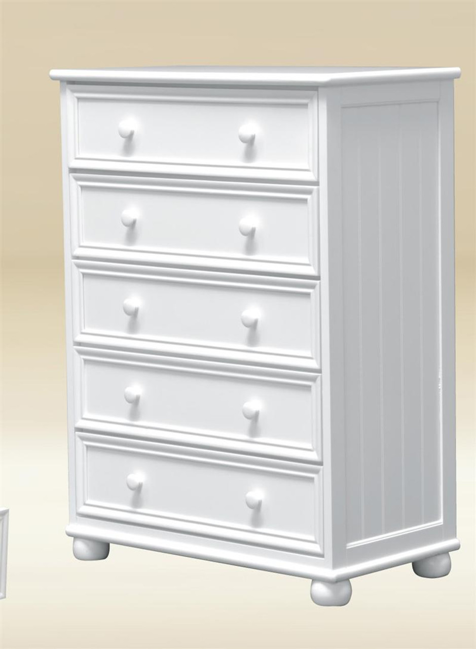 Montclair White Bead Board 5 Drawer Chest Of Drawers