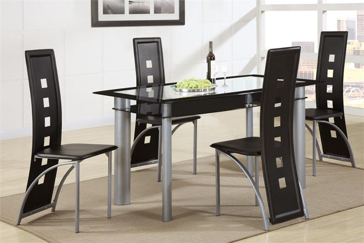 Kali Glass Black Chrome Dinette for 4