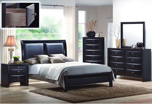 Delilah Black Faux-Leather Queen Bed  Delilah Black Faux-Leather Queen Bed