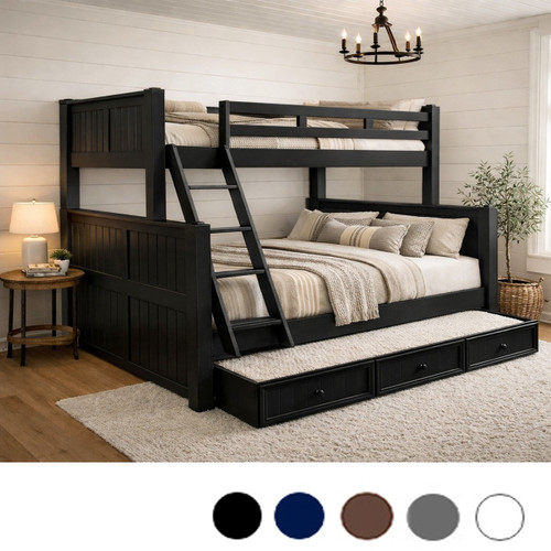 Dillon bunk bed black full size bottom with Trundle