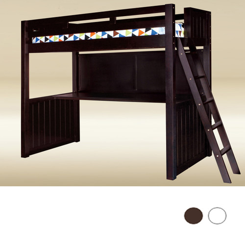 Newcastle Wood Bead board Twin Loft with Desk space Below