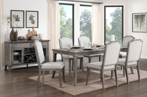 78" Extendable 7 PC Brown Gray Dining Set