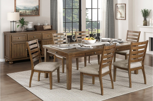 Clara 78 inch cherry dining table set with 6 chairs