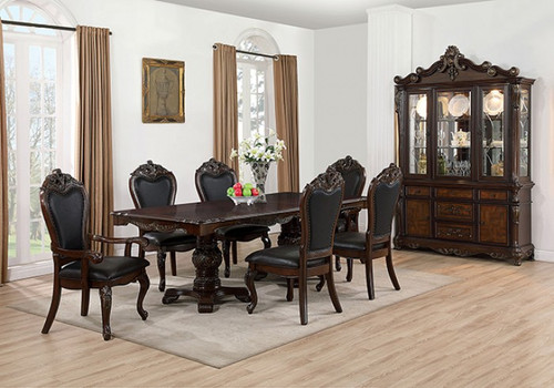 95" Weathered Extendable 7 PC Dining Table Set - Dark Cherry