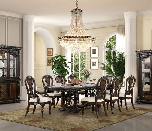 112" 9 PC Extending Dining Table Set