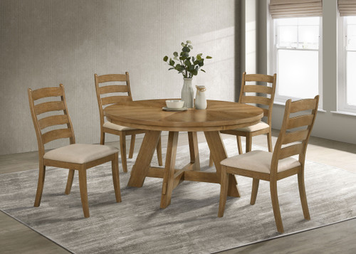 54 inch round farmhouse dining table set with 4 chairs