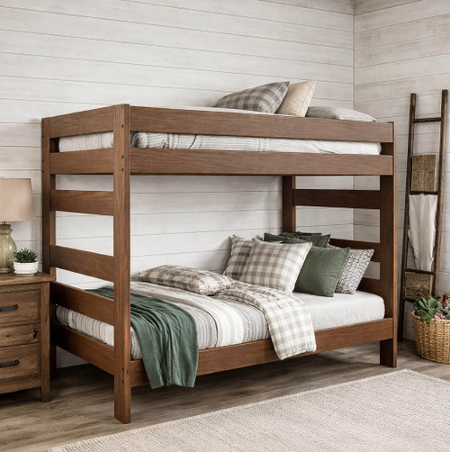 Pine Valley Farmhouse Twin XL Bunk Bed in Mahogany Brown
