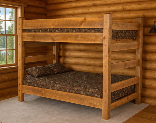 Barnwood full over full bunk bed rustic cabin furniture - Honey Pine