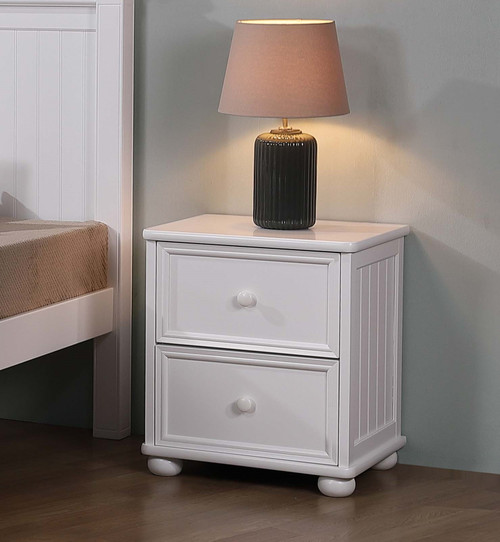 White Dillon 2 drawer nightstand for bunk bed room