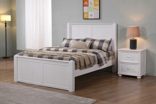 Dillon queen bead board bed in white solid wood