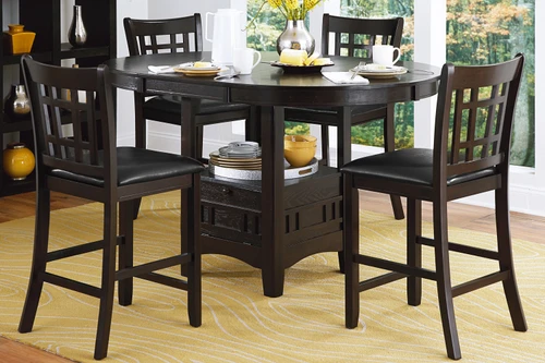 oval counter height table with storage and 4 chairs
