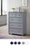 Dillon 5 drawer chest in gray finish for bunk bed room