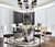 60 inch glass dining table set for 6 with modern satin pedestal base
