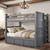 Dillon dual height queen over queen bunk bed in gray finish