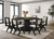 59 inch round walnut dining table set for 6 with upholstered chairs