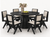 round black dining table set for 6 chairs white background
