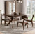 walnut extendable dining table with upholstered chairs