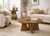 Arbor round walnut coffee table with sculptural pedestal base