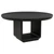 60 inch round dining table in burnished black finish with sculptural pedestal base