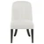 Cream upholstered high-back dining chair with vertical channel detailing and black wood legs, front view