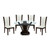 54 inch round glass dining set with pedestal base and upholstered chairs