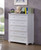 Dillon 5 drawer chest with equal drawers in white finish