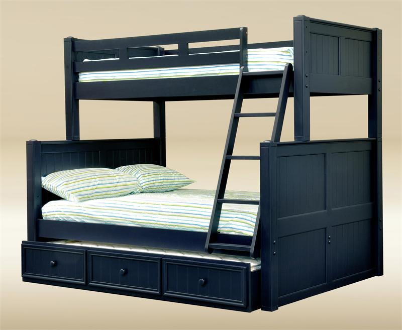 blue twin over full bunk bed