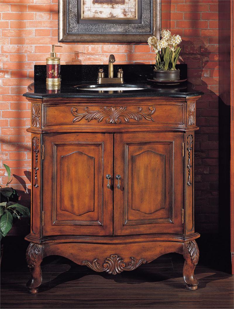 34 European Styled Cherry Vanity Sink Cabinet W Granite Top