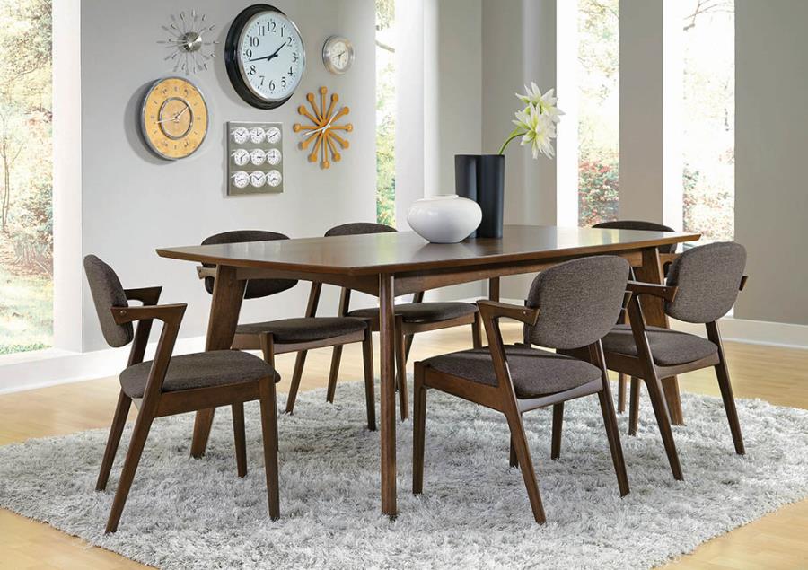 dark walnut dining table and chairs