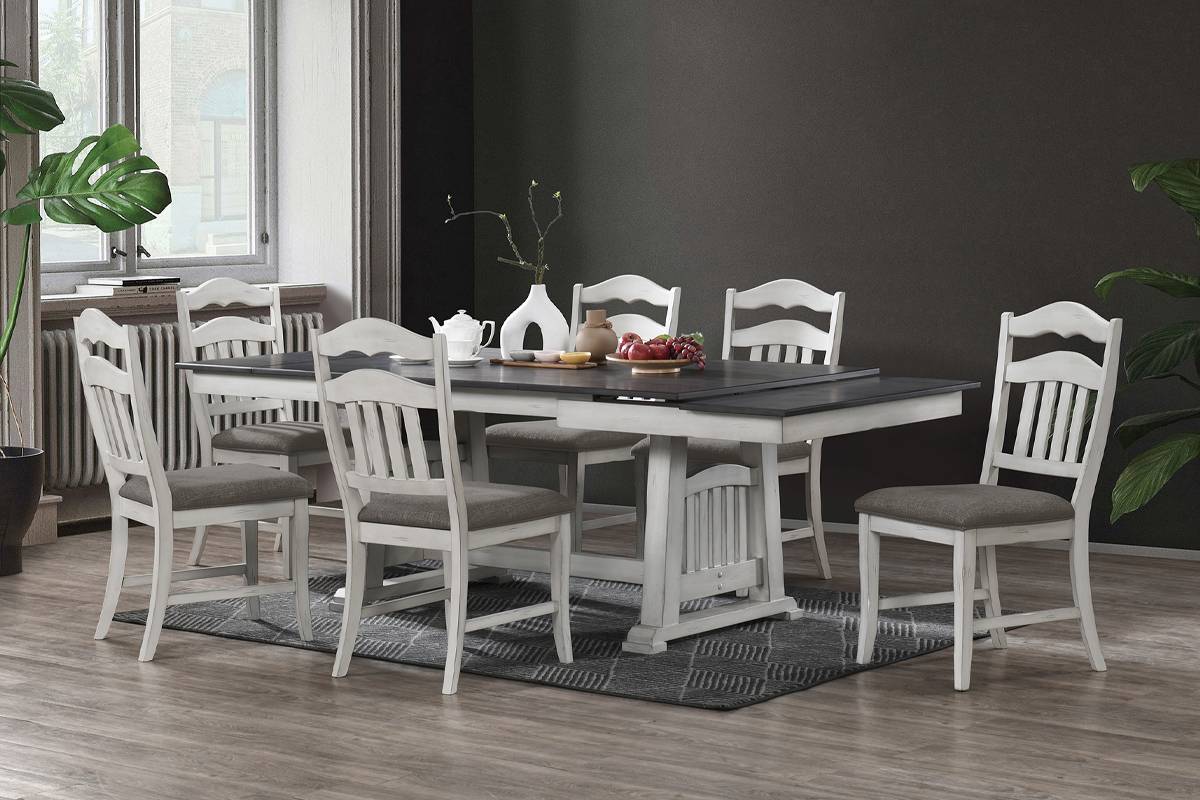 94 Farmhouse Gray Antiqued White Dining Table for to Persons