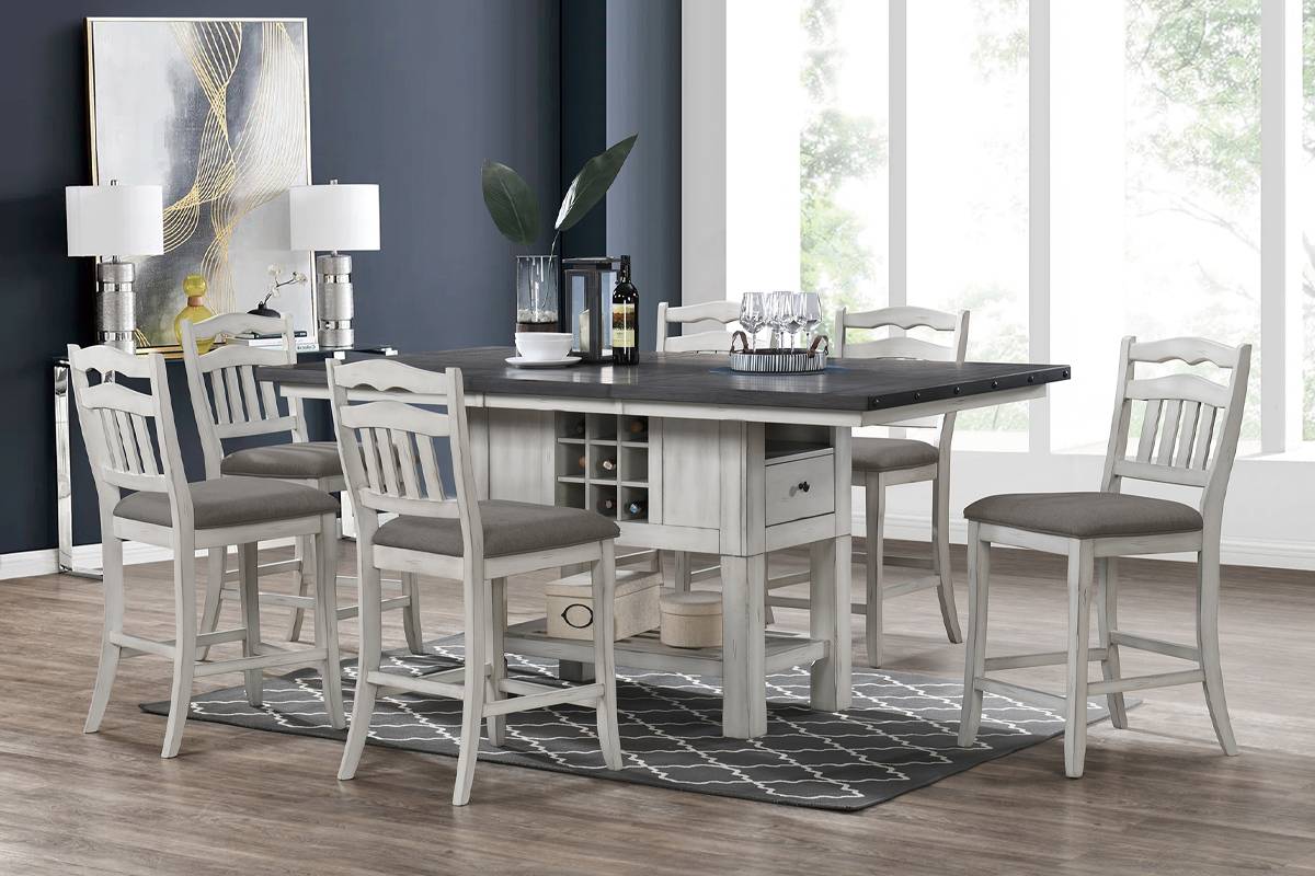 Farmhouse Dining Table White And Grey Providence 8' Dining Set