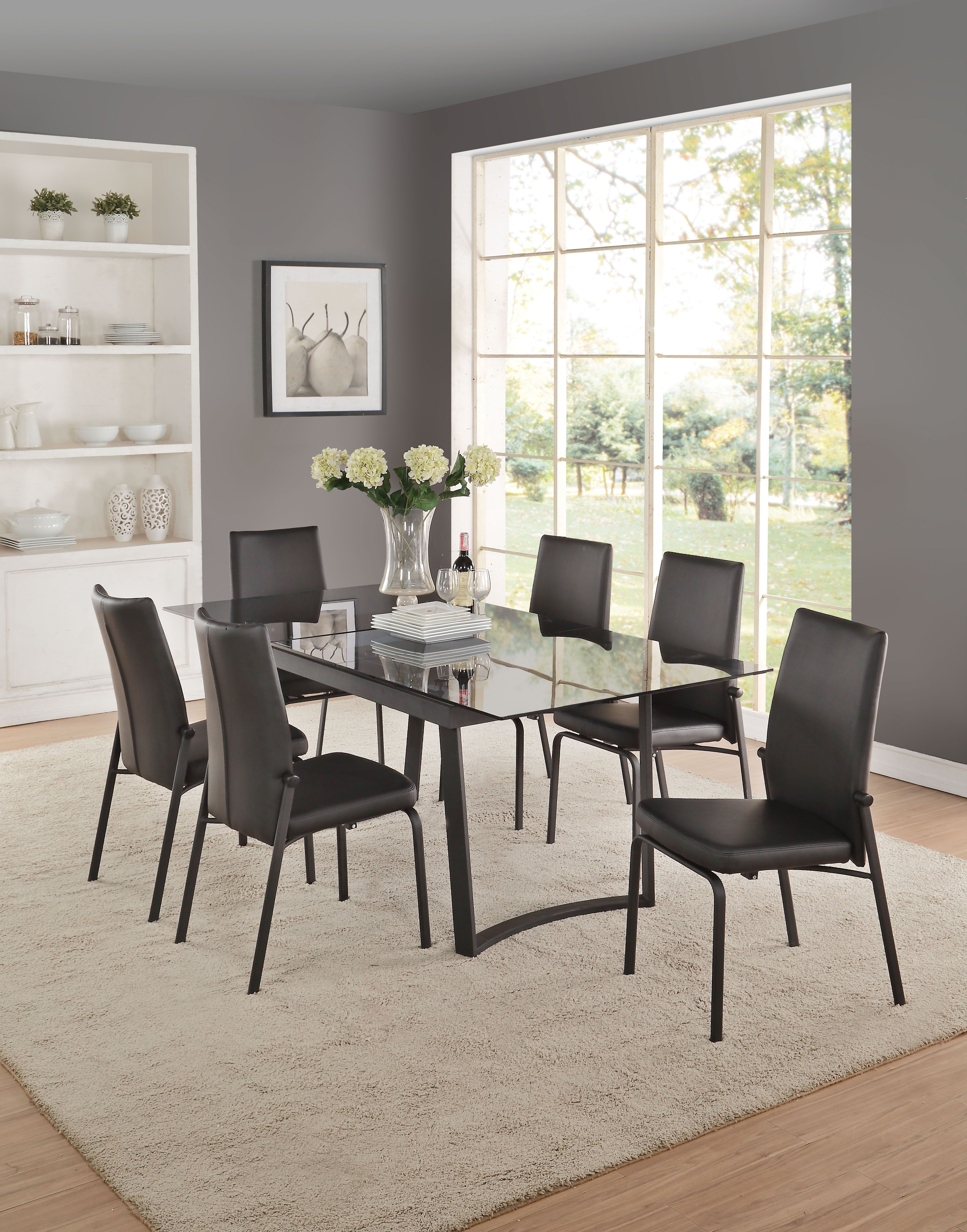ダイニングテーブル ACTUS DEE DINING TABLE 150 79 inch Antonia Modern Extendable Dining Table - White Black