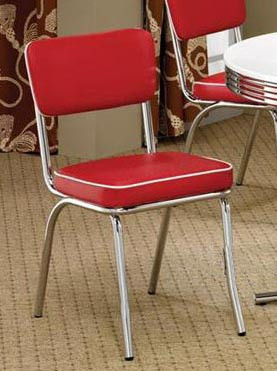 Two 50's Style Retro Chrome Red Chairs