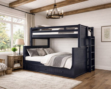 Twin XL Over Queen Bunk Bed with Straight Ladder