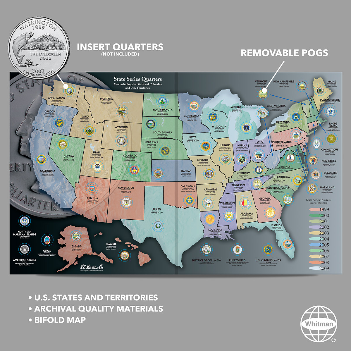 State Series Quarters Collector's Map (1999 - 2009)