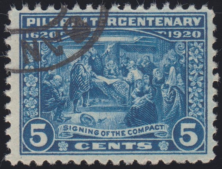 1920 5¢ Deep Blue Pilgrim Tercentenary Issue, Fine Used