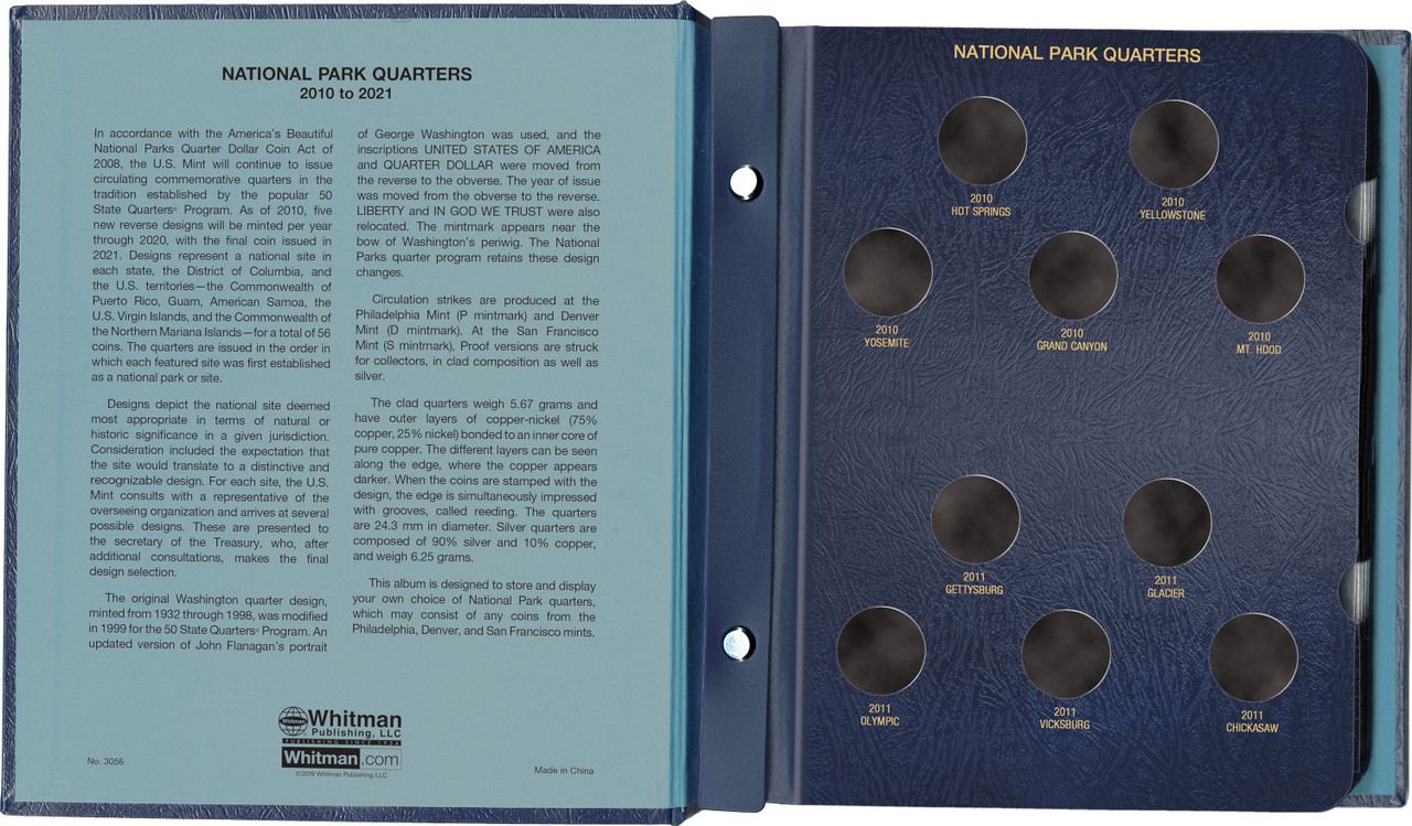 人文 marquiscount Whitman Classic® Coin Album - National Park Quarters: 2010-2021