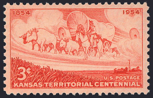 1954 3¢ Kansas Territory Mint Single